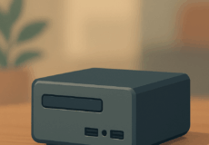 مینی کیس کوچک و جمع‌وجور بر روی میز کار